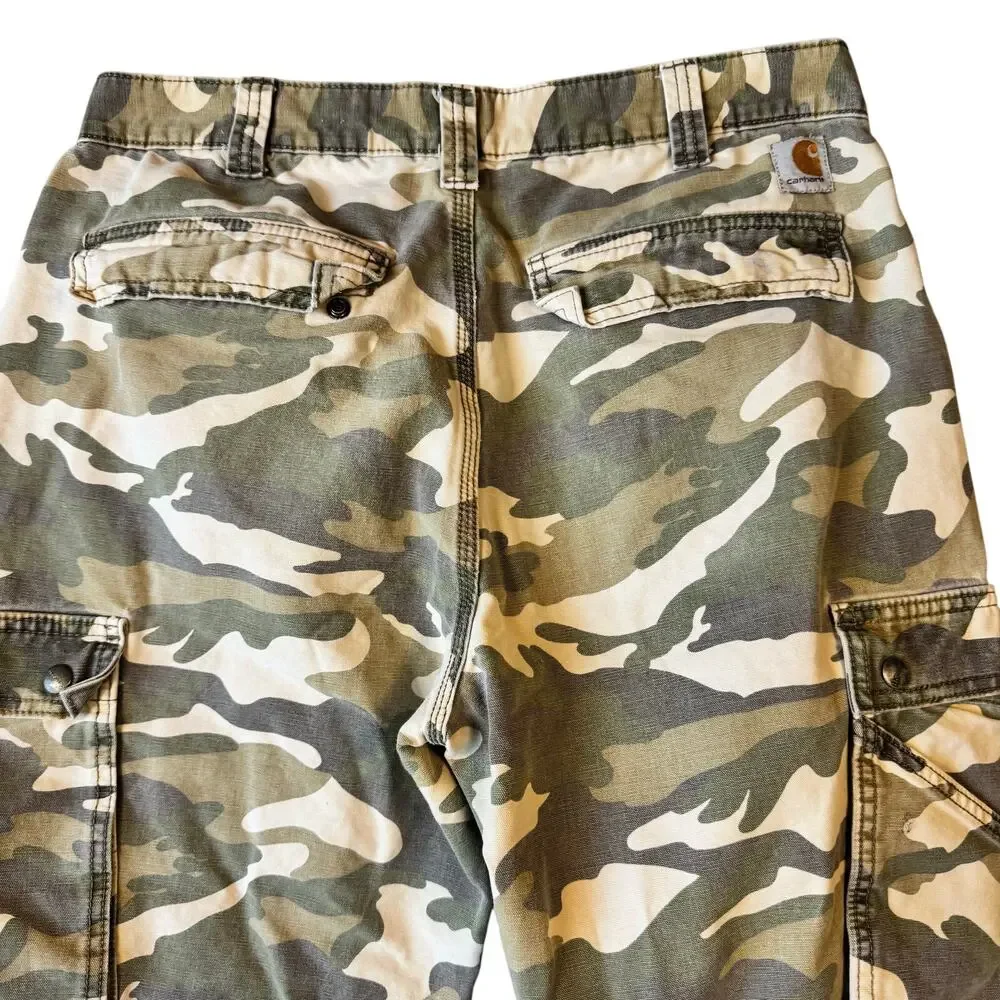 Carhartt Distressed Camo Cargo Pants Men’s Relaxed Fit Gorpcore Workwear - 34x30